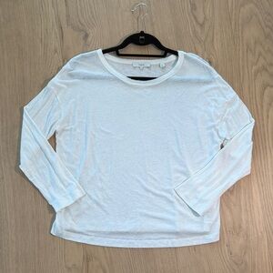 Vince Classic White Long Sleeve Raglan Tee